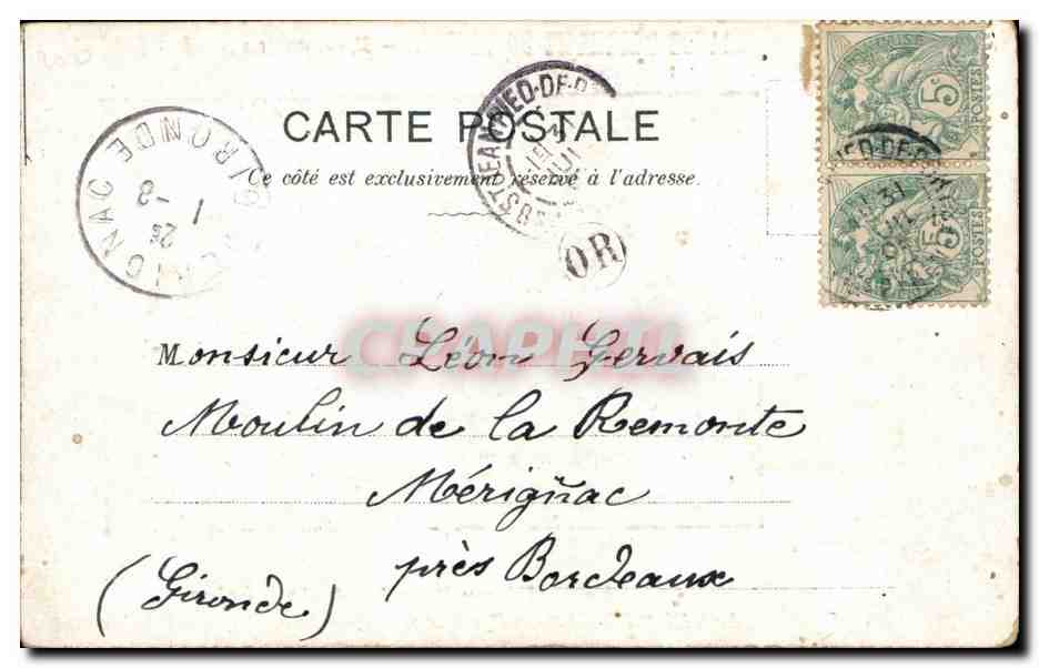 CPA Fantaisie Enfants Tu seras general (militaria) (Pharmacie du Progres rue des Grands Fosses Tarbes) — Rückseite