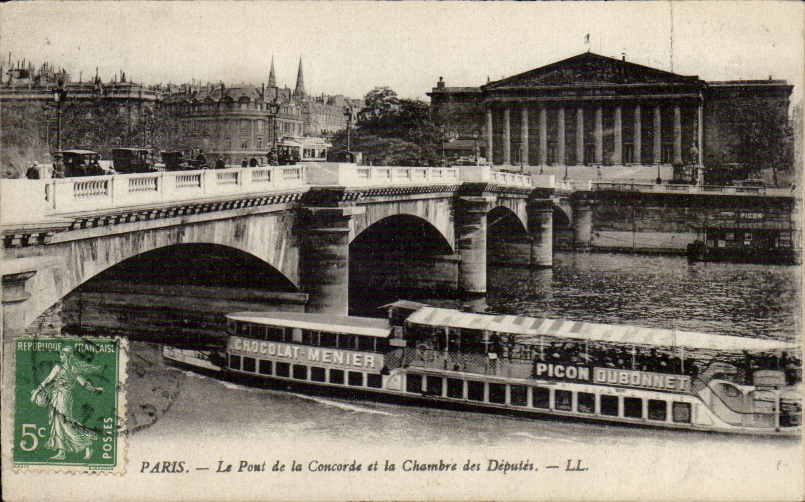 Paris CPA Le pont de la Concorde et la chambre des deputes (Chocolat Menier Picon Dubonnet)