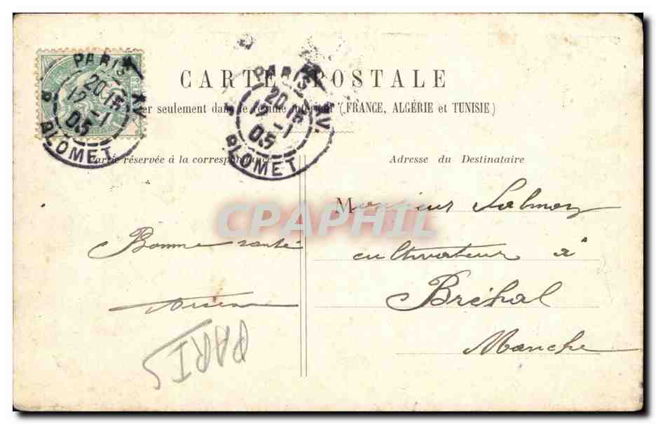 Paris CPA La conciergerie TRibunal de commerce — Rückseite