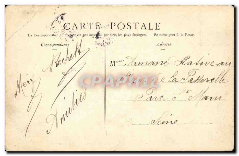 Paris CPA Buttes Chaumont Porte SEcretan Effet de neige — Rückseite