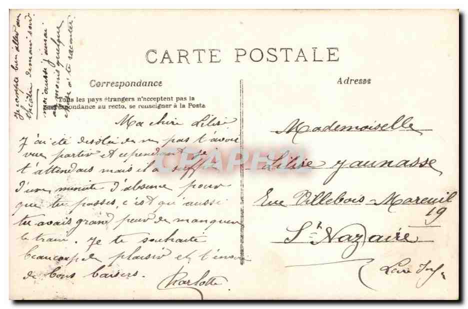 Femme en robe bleue parmi des fleurs — 'Bouquet aux trois couleurs est gage de bonheur' — éditeur non visible, n° de série 589 — Rückseite