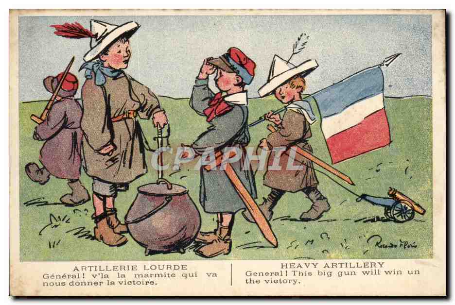CPA Fantaisie Artillerie lourde (militaria)