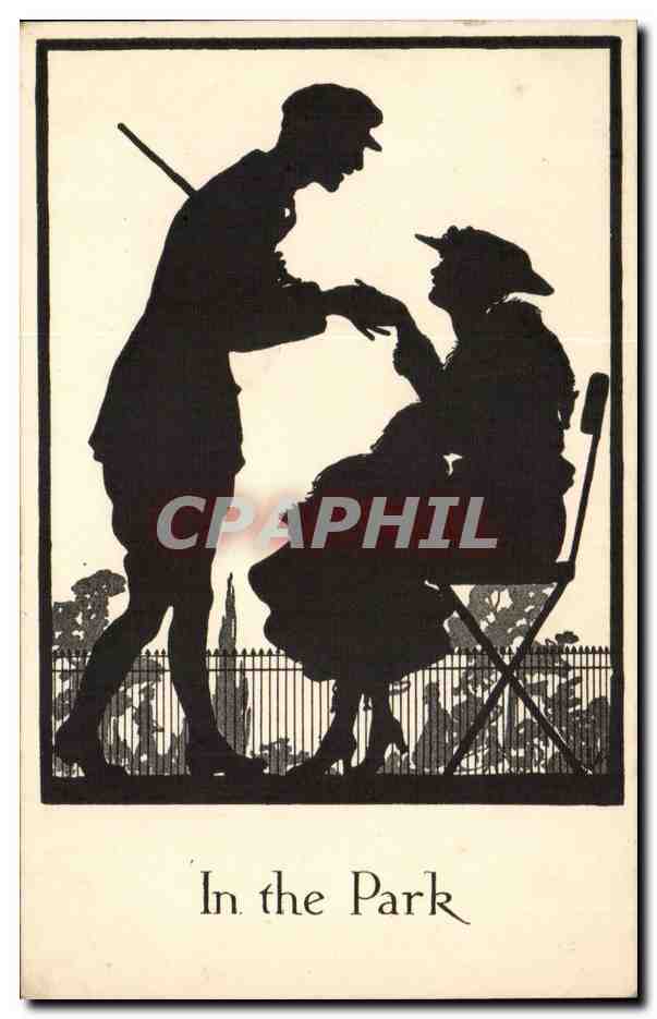 In the Park — Silhouette d'un homme et d'une femme — The CWF Series, éditeur C.W. Faulkner & Co. Ltd.