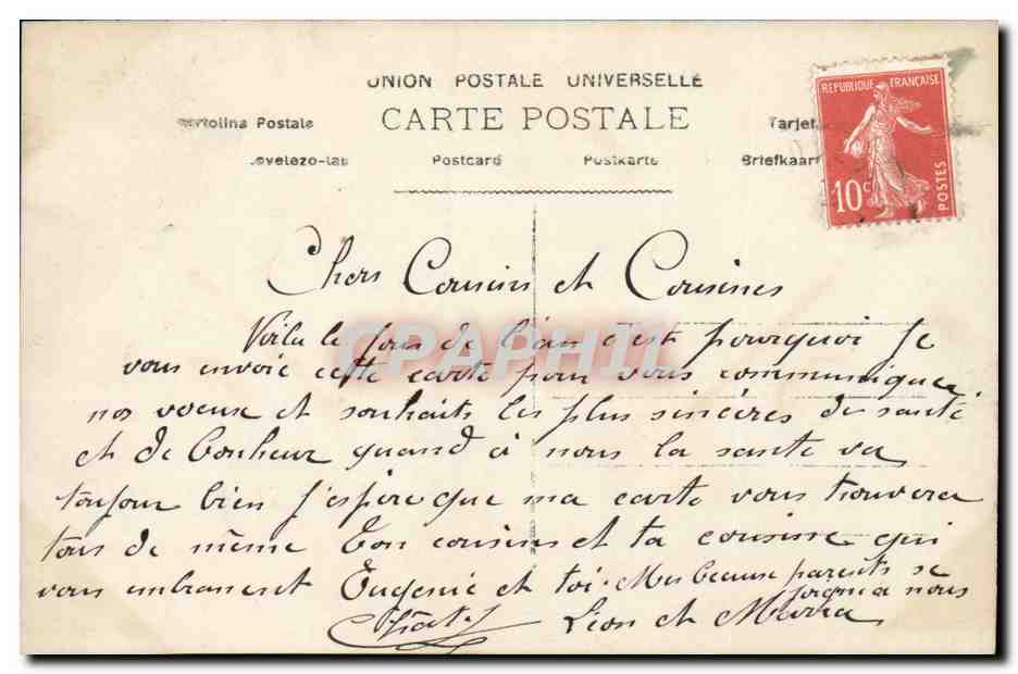 CPA Fantaisie Femme et Enfants Bonne annee — Verso