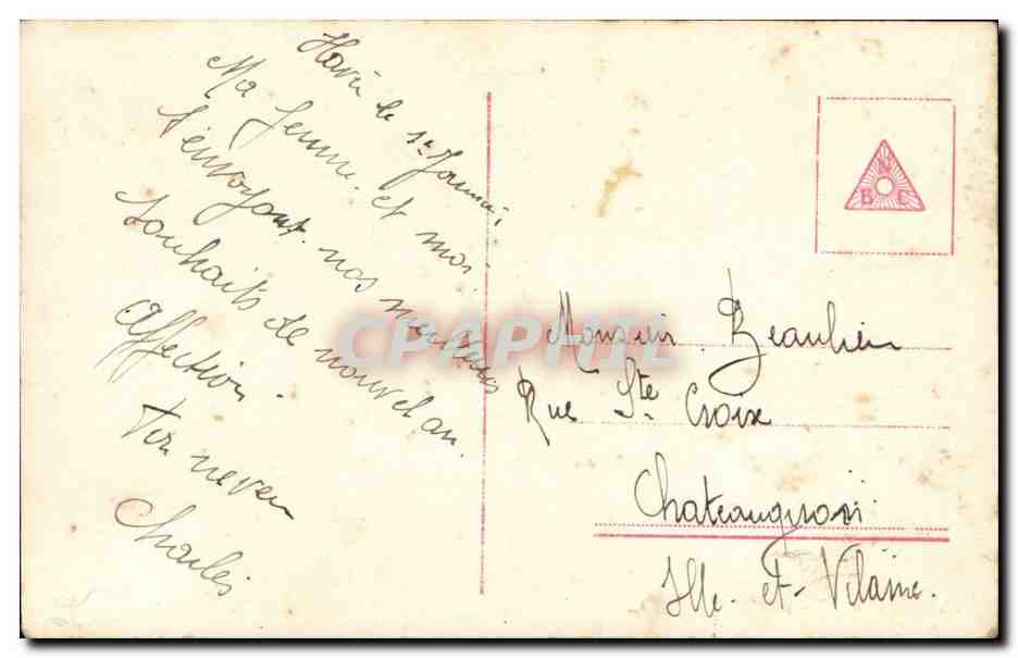 Famille en extérieur sous la neige — éditeur PR, n° 4446/6 — Verso