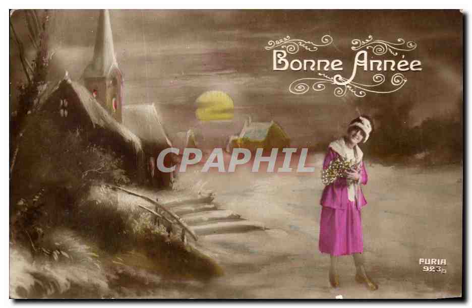 CPA Fantaisie Femme bonne annee