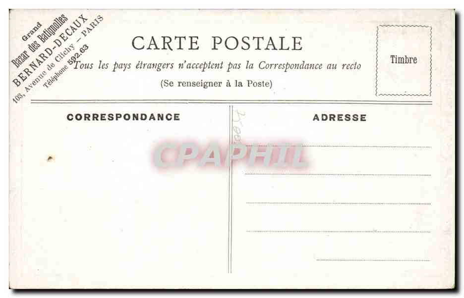 Paris CPA Arc de Triomphe de l'Etoile (Bernard Decaux Avenue de Clichy) — Verso