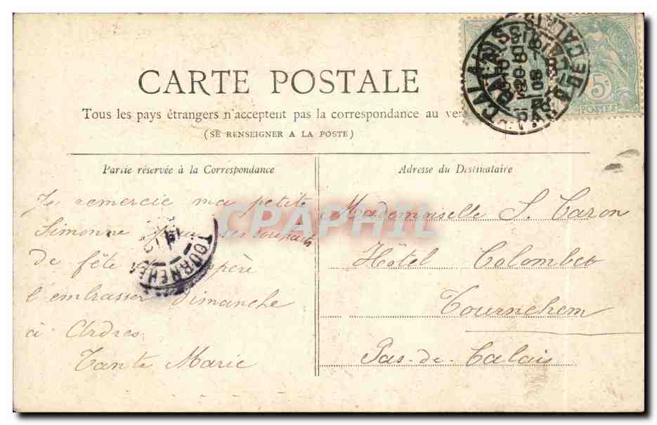 Paris CPA Arc de Triomphe de l'Etoile — Verso