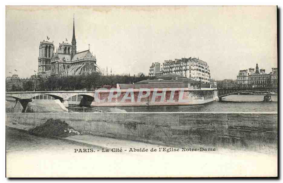Paris CPA La Cite Abside de l'eglise Notre Dame