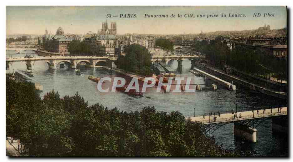 Paris CPA Panorama de la cite vue prise du Louvre