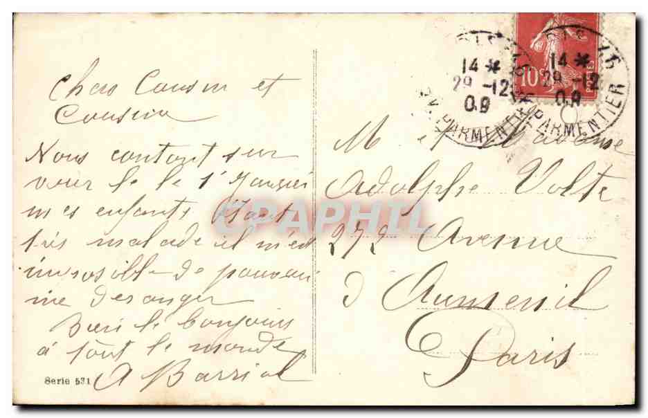 CPA Fantaisie Bonne annee Rose Fer a cheval — Rückseite