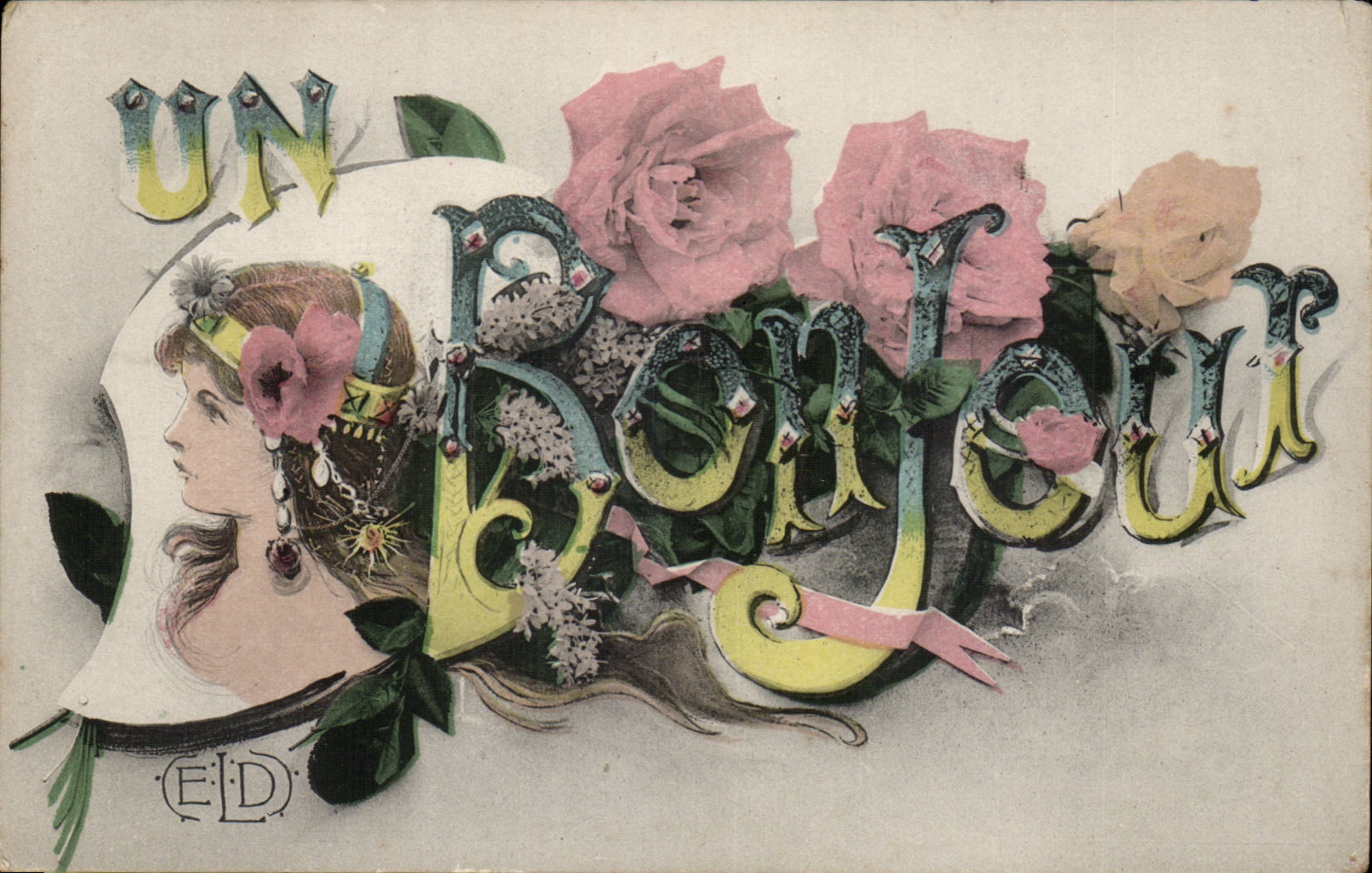 UN Bonjour — roses et femme — ELD