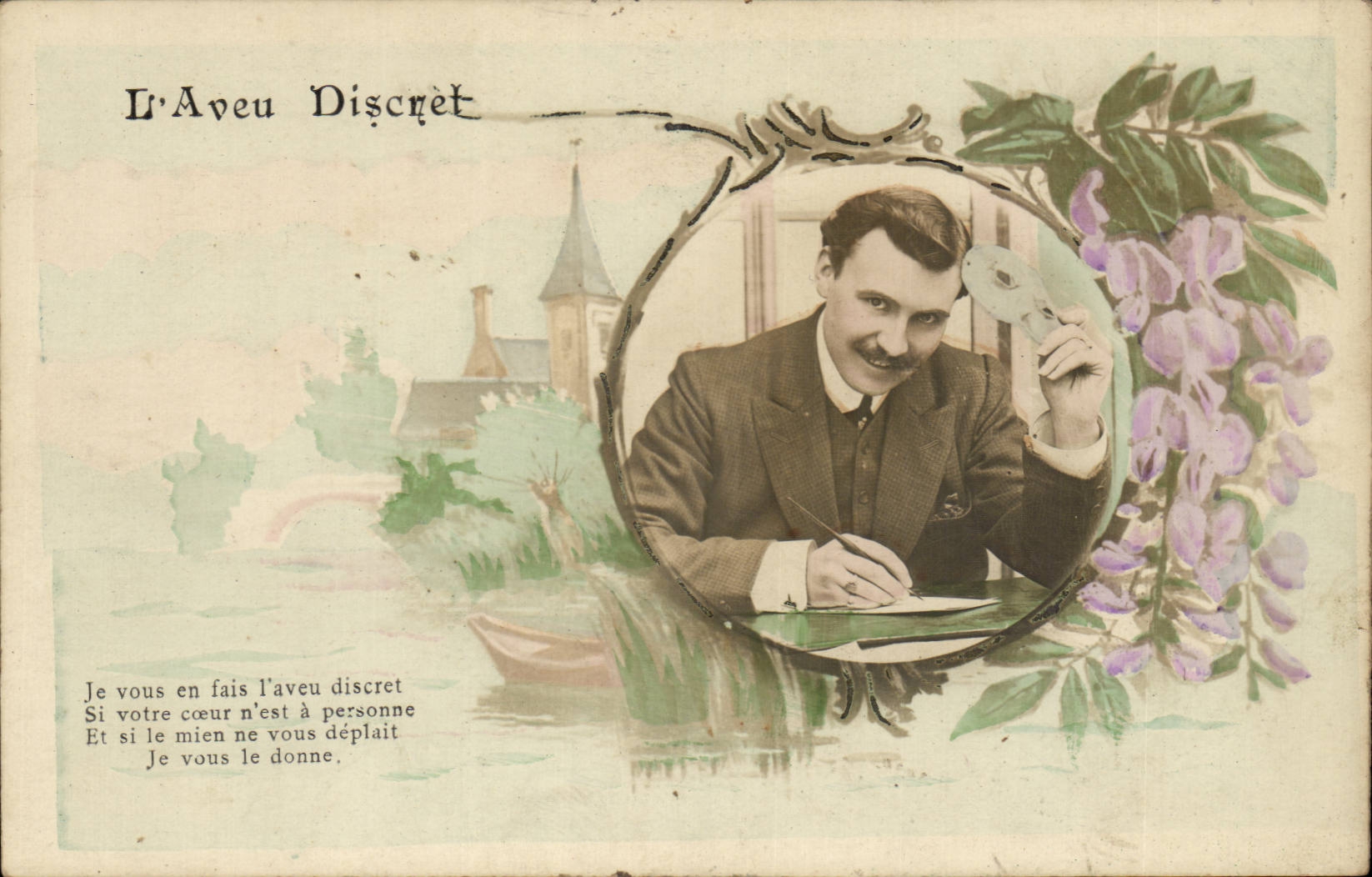 L'Aveu Discret — Poème amoureux — Carte postale