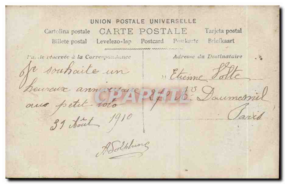 CPA Fantaisie Enfant Garcon Heureux anniversaire — Rückseite