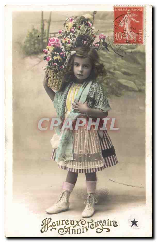 CPA Fantaisie Enfant Fille Heureux anniversaire