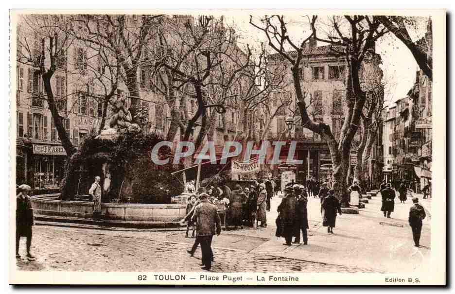 Toulon — Place Puget — La Fontaine — Édition B.S.