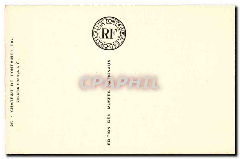 Sala d'apparato del Castello di Fontainebleau — dettagli scolpiti e soffitto a cassettoni — Edizione dei Musei Nazionali — Verso