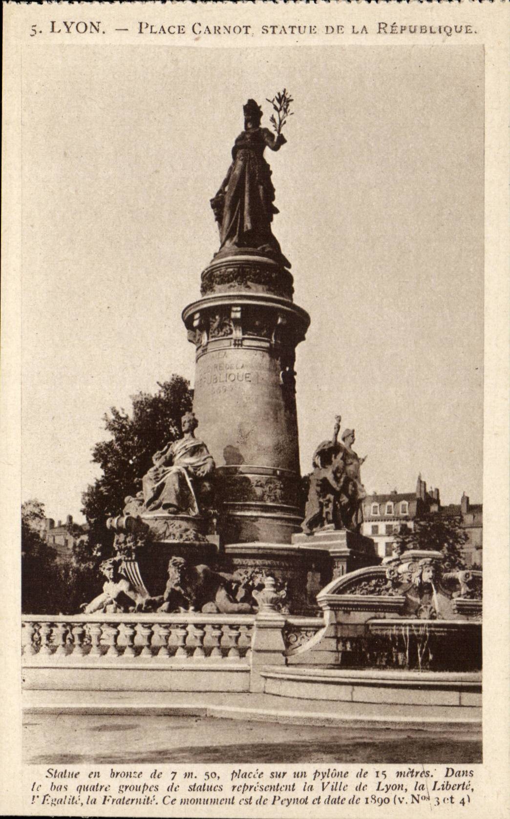 Lyon - Place Carnot - Statue de la Republique - CPA 