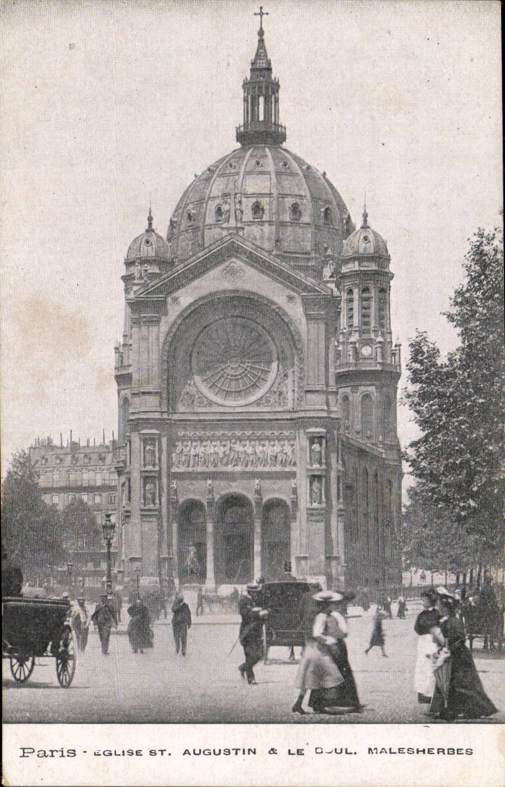 Paris - 8 - Eglise St Augustin - caleche - - CPA 