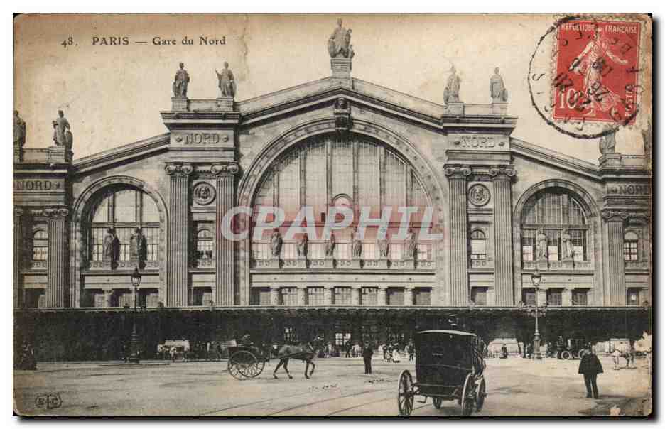 Paris - 10 - Gare du Nord - caleche - CPA 