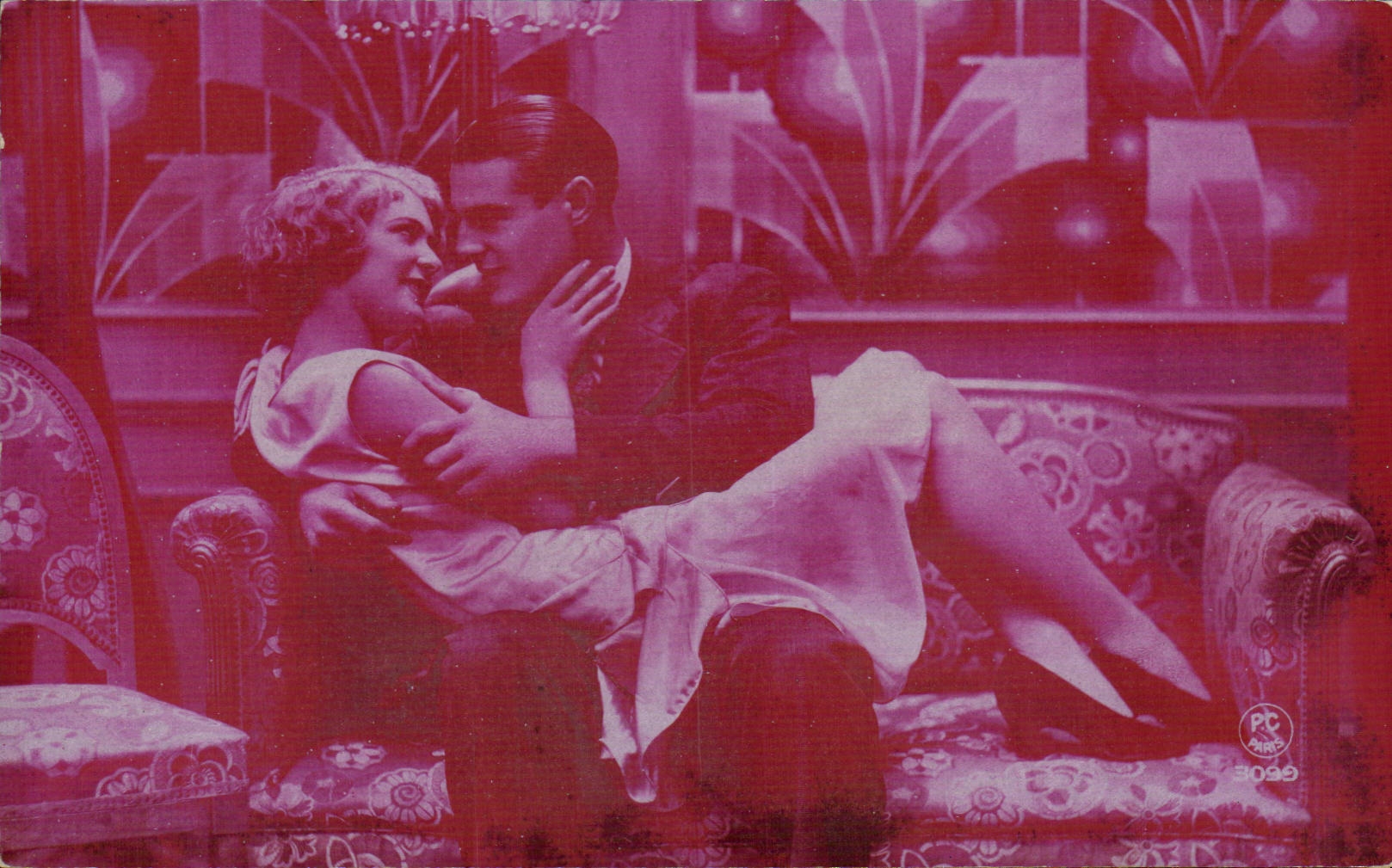 Fantaisie - Couple - Lovely couple about to kiss - CPA 