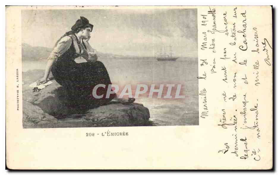 Fantaisie - Femme - 1904 - L'Emigre - bateau - boat - CPA 