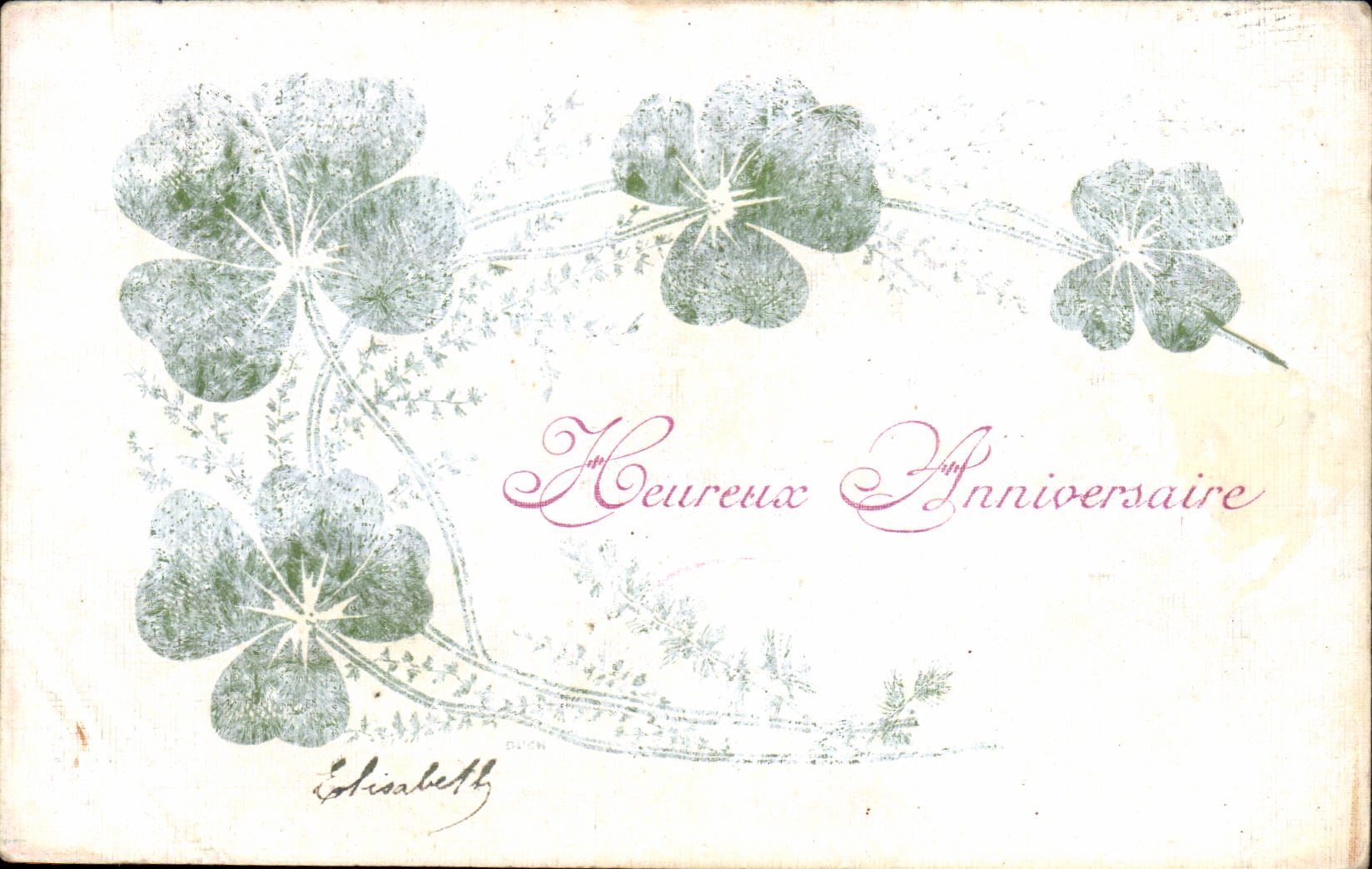 Anniversaire — trèfles — éditeur OUCHIN