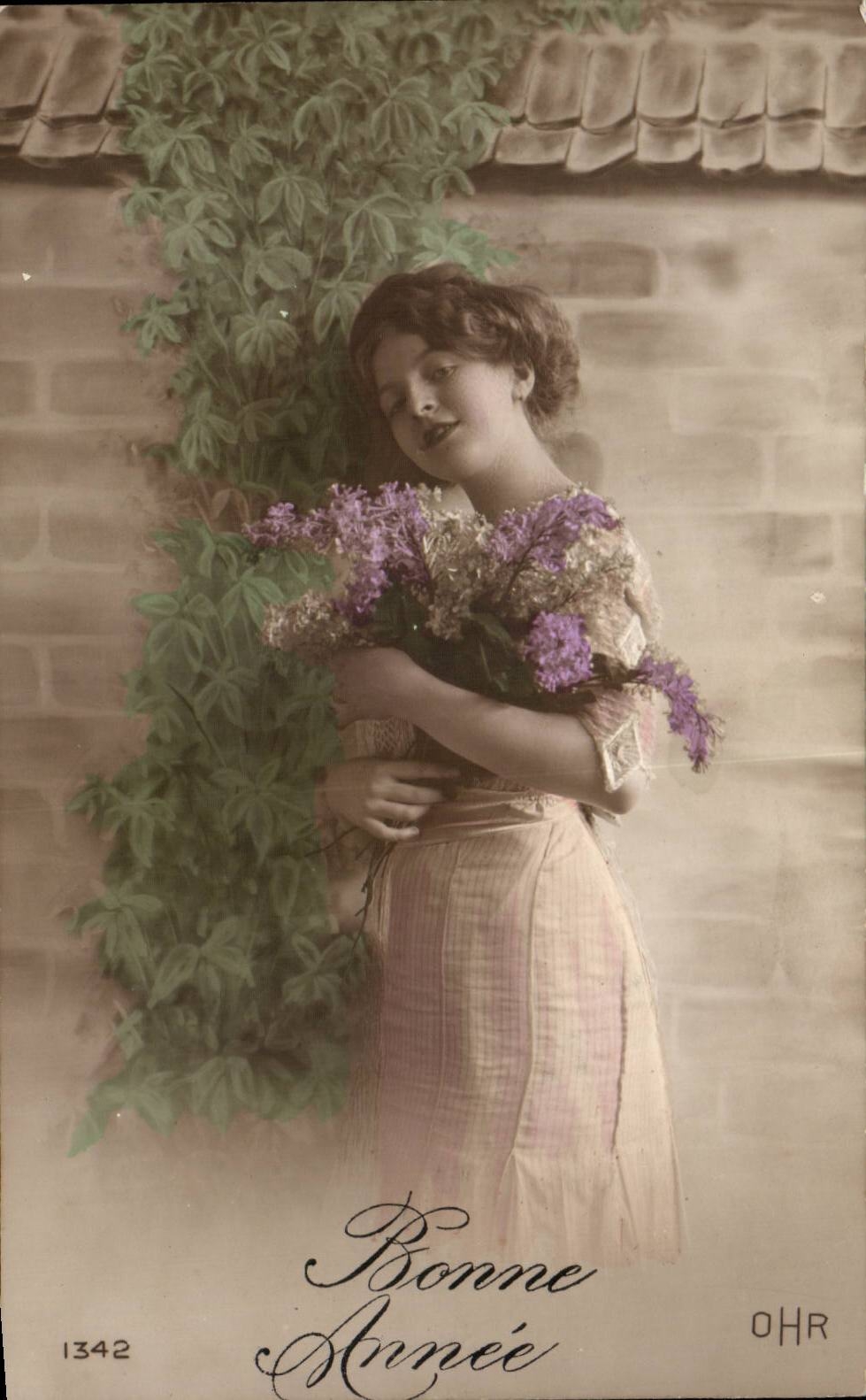 Fantaisie - Enfant - Sweet little girl with flowers - Bonne Anne - CPA 