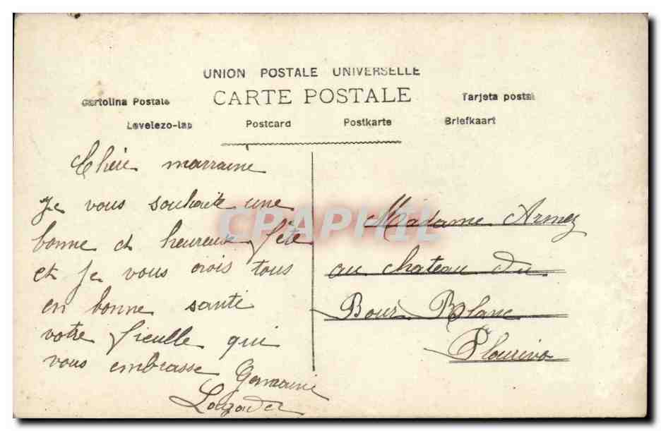 Femme tenant un panier de fleurs — Bonne fête — série 451, éditeur H. H. — Rückseite