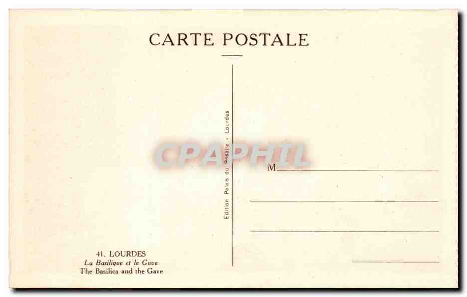Lourdes - La Basilique et la Gare - CPA  — Verso