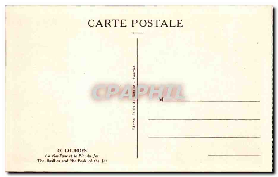 Lourdes - La Basilique et le Pic du Jer - CPA  — Verso