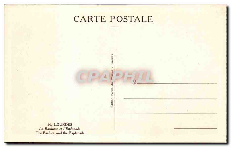 Lourdes - La Basilique et L'Esplanade - CPA  — Verso