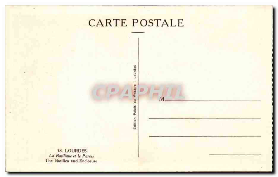 La Basilique et le Parvis — Lourdes — Édition La Basilique et le Parvis — Verso