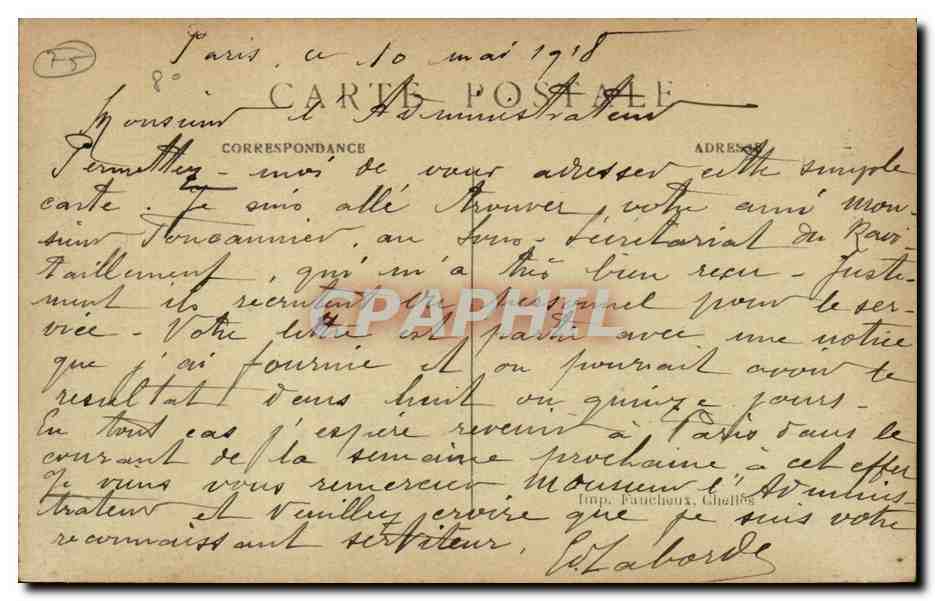 Paris - 8 - Avenue des Champs Elysee - CPA  — Verso