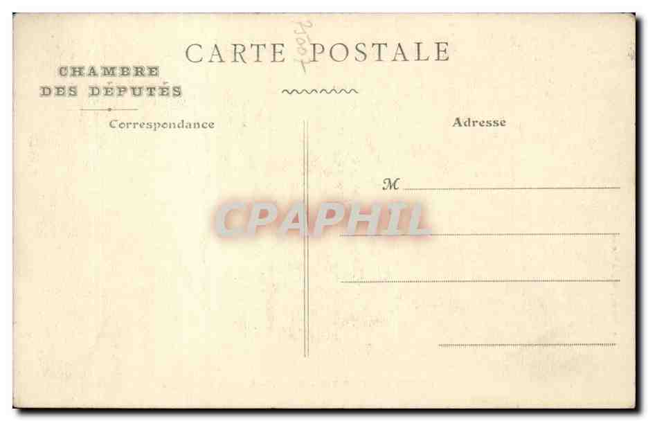 Paris - 1 - Chambre des Deputes - Salle des Seances - Tribune - CPA  — Rückseite