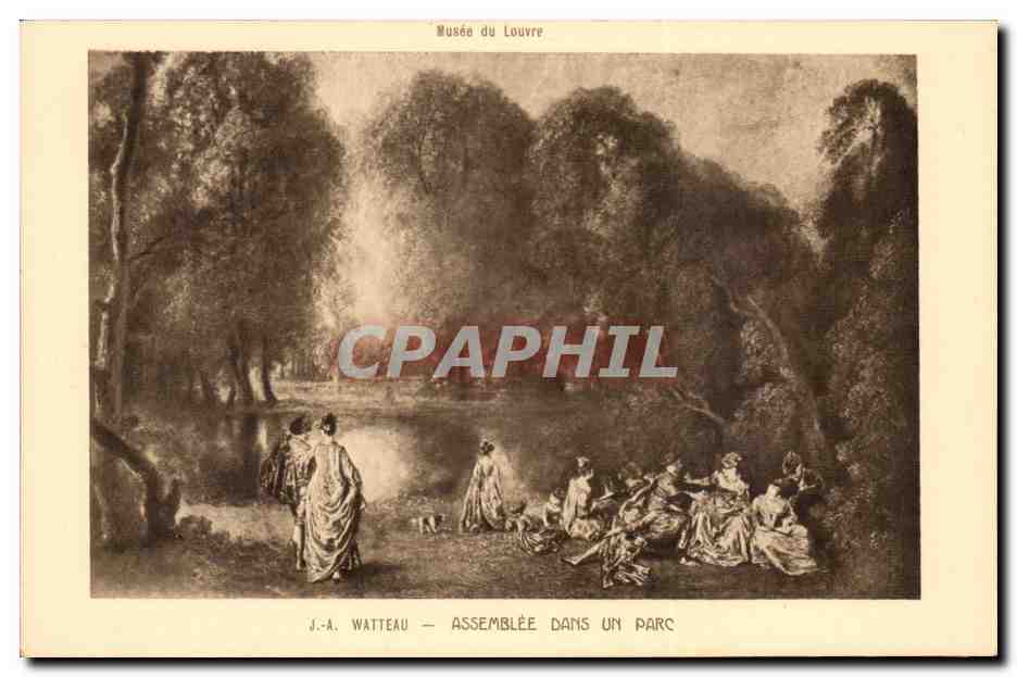 Arts - Tableaux -Musee du Louvre - Watteau -Assemblee dans le Parc - CPA 