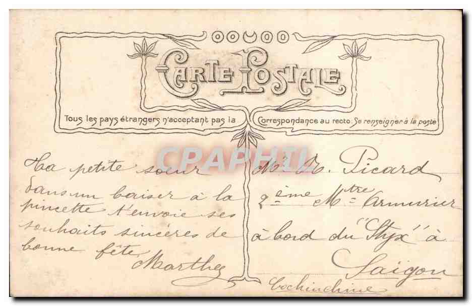 Fantaisie - Femme - Woman sitting on bench - Bonne Fete - CPA  — Rückseite
