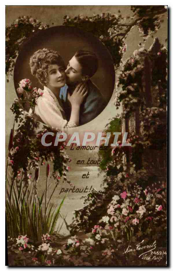 Fantaisie - Couples - Pretty woman getting kiss - CPA 