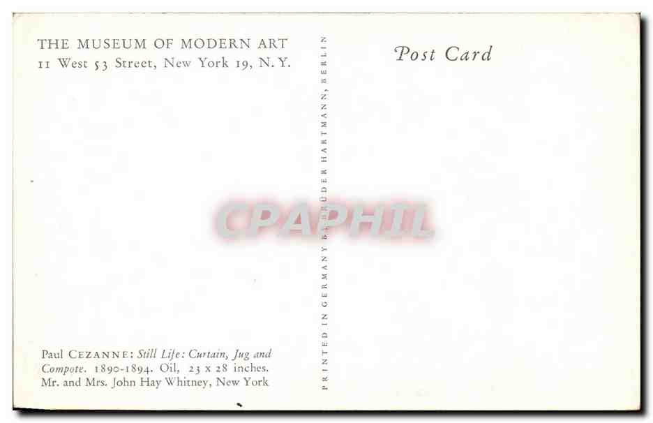 Arts - Tableaux - Etas Unis - USA - New York Museaum of Modern Art - Paul Cezanne CPA  — Verso