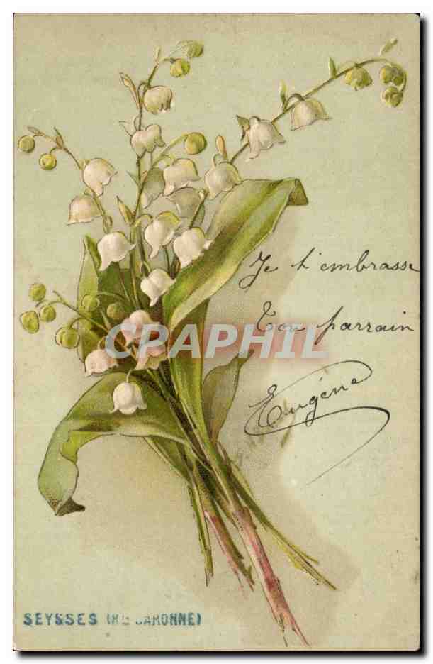 Fleurs - Small bouquet of white delicate flowers - CPA 