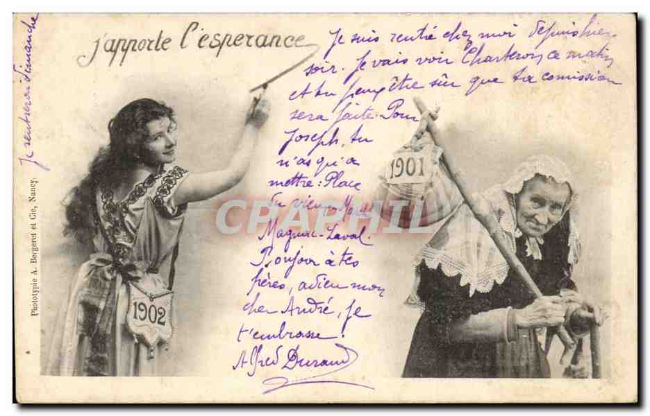 Femme - Fantaisie - 1901 1902 - J'apporte l'esperance- CPA