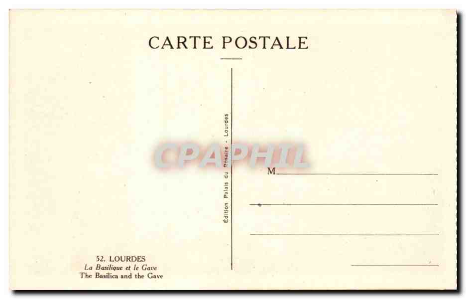 Lourdes - La Basilique et le Gare - CPA  — Verso