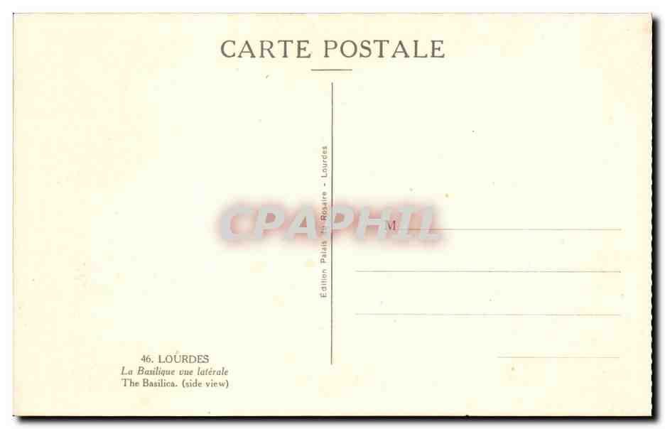 Lourdes - La Basilique - vue laterale - CPA  — Verso