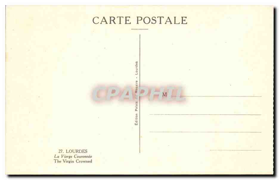 Lourdes - La Basilique - La Vierge Couronnee - CPA  — Verso