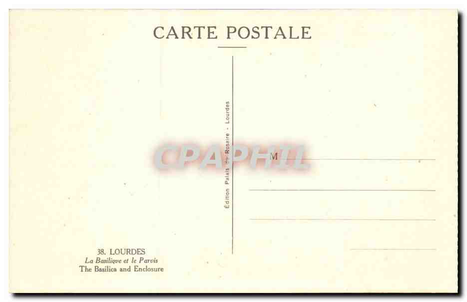 Lourdes - La Basilique - Le Parvis - CPA  — Verso
