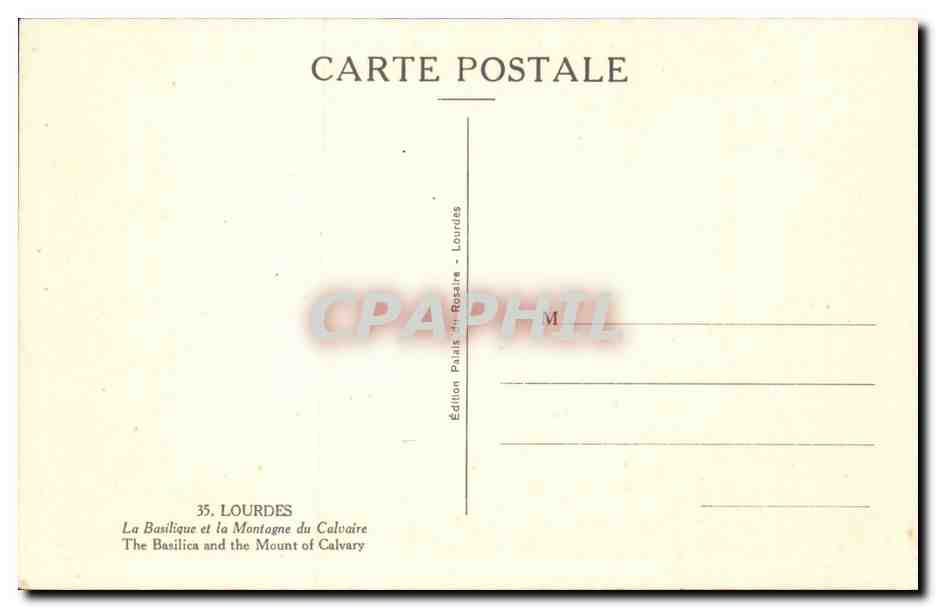 Lourdes - La Basilique - Montagne du Calvaire - CPA  — Verso