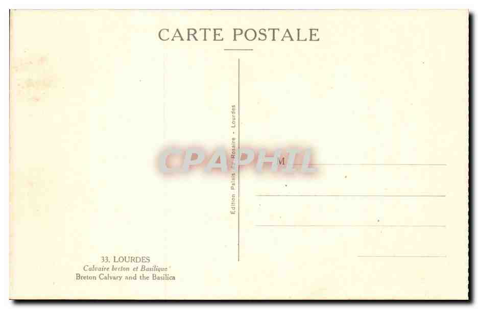 Lourdes - La Basilique - Calvaire breton - CPA  — Verso