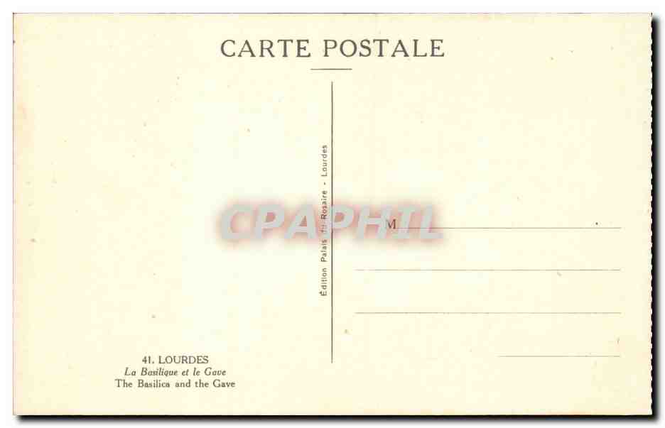Lourdes - La Basilique - Le Gare - CPA  — Verso