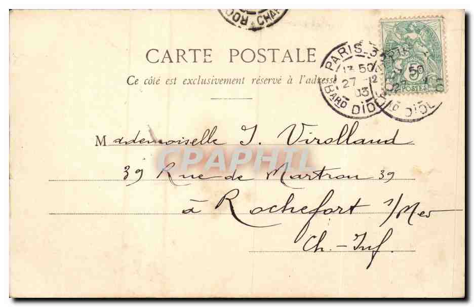 Paris - 1 - Theatre Francaise - caleche - cheval - horse - CPA  — Rückseite