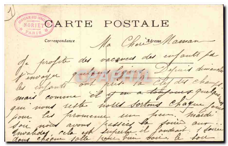 Paris - 7 - Hotel des Invalides - L'Aute - CPA  — Rückseite